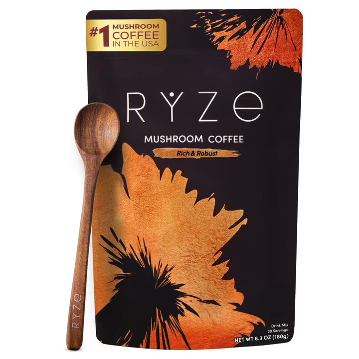 RYZE Mushroom Coffee | Organic Blend with 6 Mushrooms & MCT Oil |  Superfood Coffee