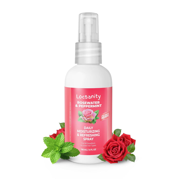 Locsanity Rosewater & Peppermint Daily Moisturizing Spray – Hydrating Scalp & Hair Spray for Dreadlocks, Braids, and Protective Styles – 4oz