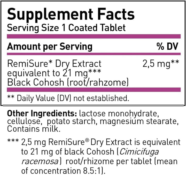 Remifemin Menopause Relief Tablets – Black Cohosh, Hormone-Free Support for Hot Flashes & Night Sweats – 120 Tablets