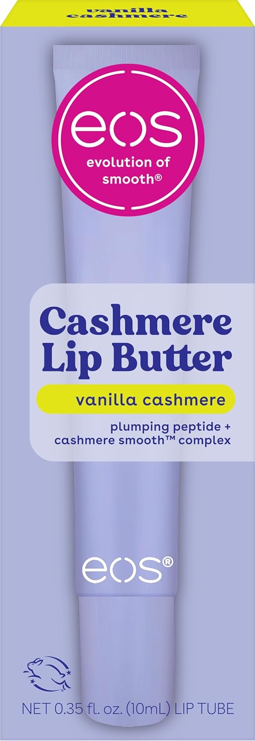 eos Cashmere Lip Butter – Vanilla Cashmere, Peptide Lip Balm with Shea, Cocoa & Argan Butters – 0.35 fl oz