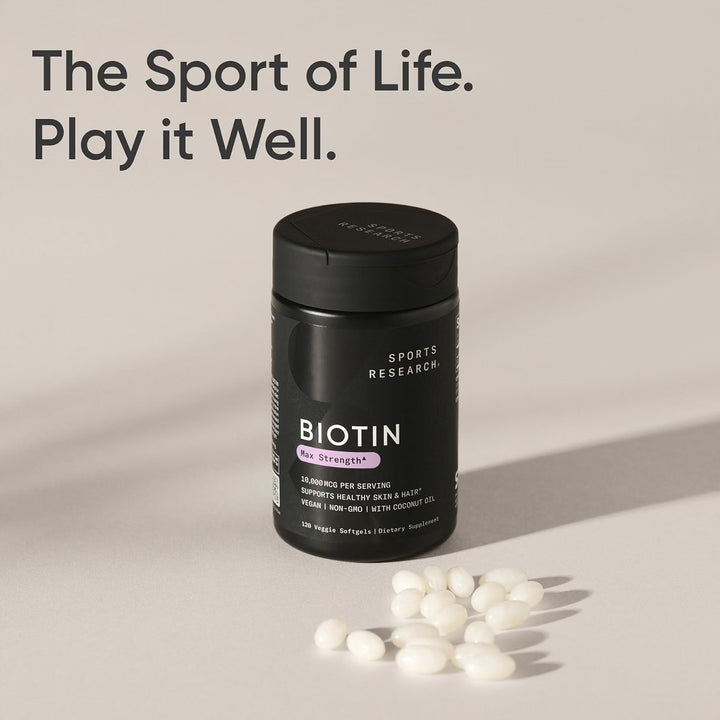 Sports Research Biotin 10,000mcg with Coconut Oil (120 Plantgels)