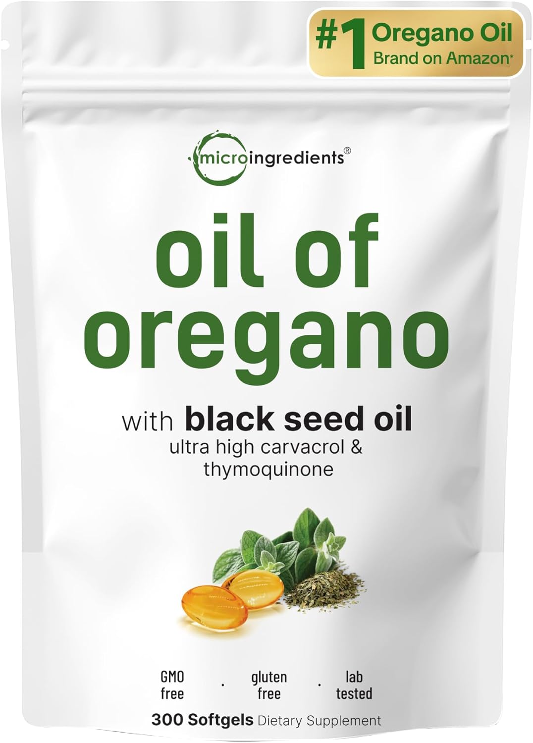 Micro Ingredients Oil of Oregano & Black Seed Oil Softgels | Plant-Based