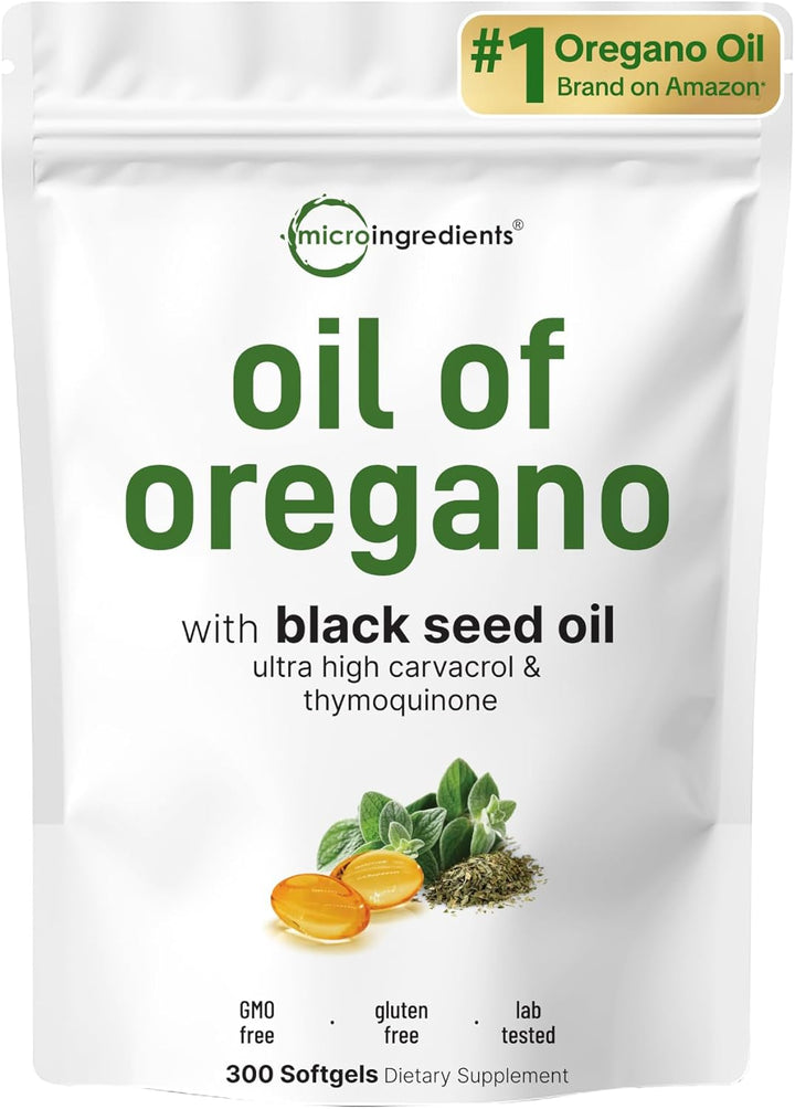 Micro Ingredients Oil of Oregano & Black Seed Oil Softgels | Plant-Based