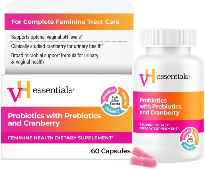 vH essentials Probiotics with Prebiotics & Cranberry Supplement (60 Capsules)