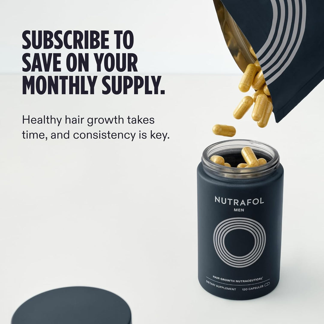 Nutrafol Men’s Hair Wellness Supplement – Supports Hair Strength & Scalp Health – 1 Month Supply (Refill Pouch)
