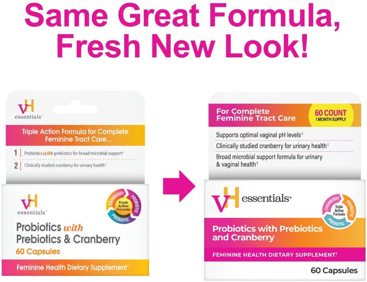 vH essentials Probiotics with Prebiotics & Cranberry Supplement (60 Capsules)