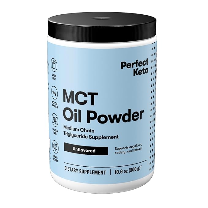 Perfect Keto MCT Oil Powder Dairy-Free Keto Coffee Creamer Gluten-Free Powder for Smoothies, Shakes & Low-Carb Recipes – 30 Servings