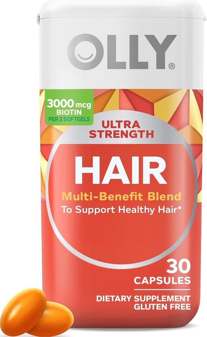 OLLY Ultra Strength Hair Softgels, Biotin & Keratin, 30 Ct