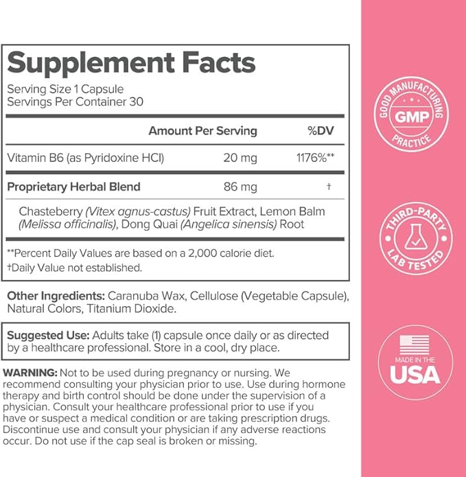 O Positiv FLO PMS Vitamins for Women – 30 Servings – Vegan, Gluten-Free, Non-GMO – Chasteberry, Vitamin B6, Lemon Balm