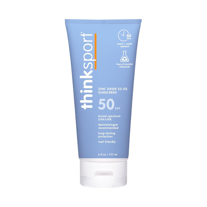 Thinksport SPF 50+ Mineral Sunscreen, 177ml – Non-Nano Zinc Oxide, Water-Resistant Sports Sunscreen