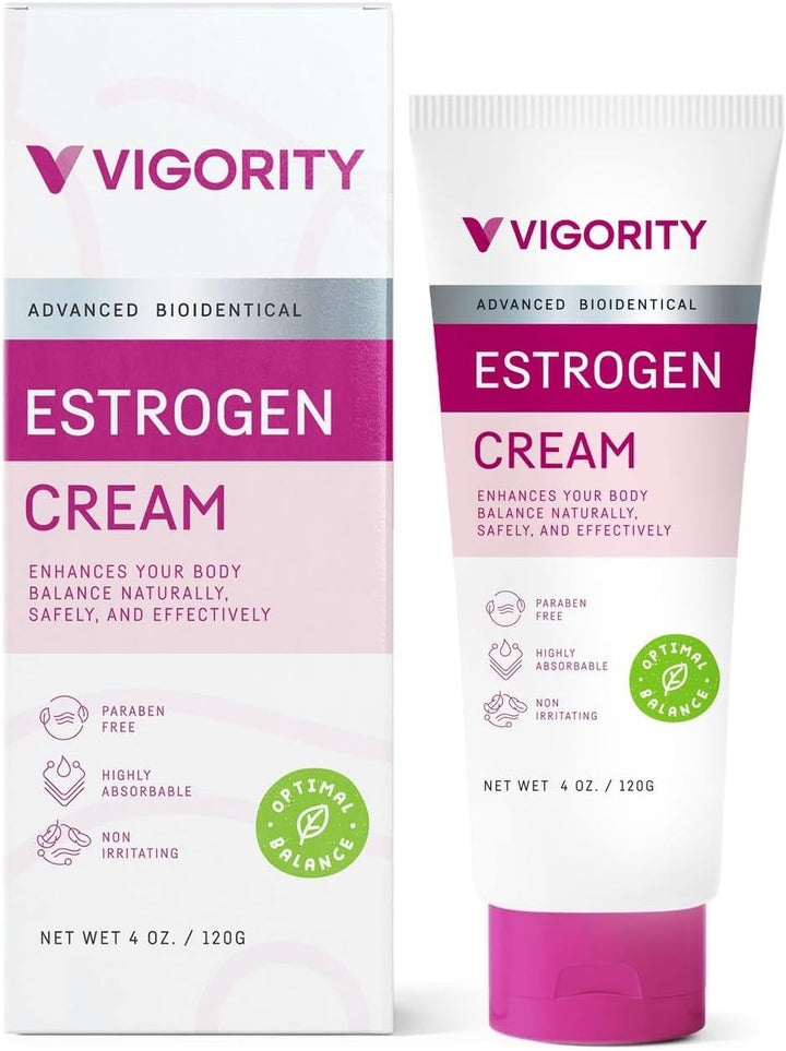 Vigority Estrogen Cream for Women – Natural Plant-Based Formula with Wild Yam, Vegan, Paraben-Free, 4 oz (3-Month Supply)