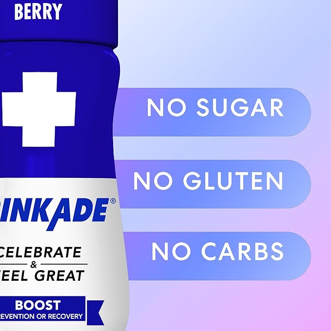 DrinkAde Boost – Hydration &Drinkade Energy Support Drink with Electrolytes, Green Tea & B Vitamins – Sugar-Free, Vegan – 6 Pack