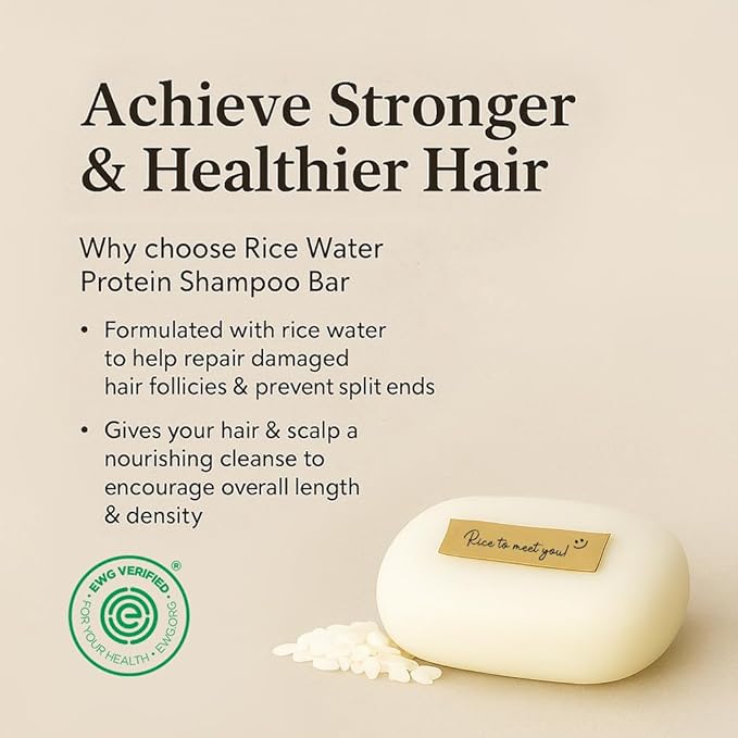Mimosu Rice Water Shampoo Bar – 2-in-1 Shampoo & Conditioner, Solid Hair Care Bar 5oz, pH Balanced, Unscented, For Oily Hair