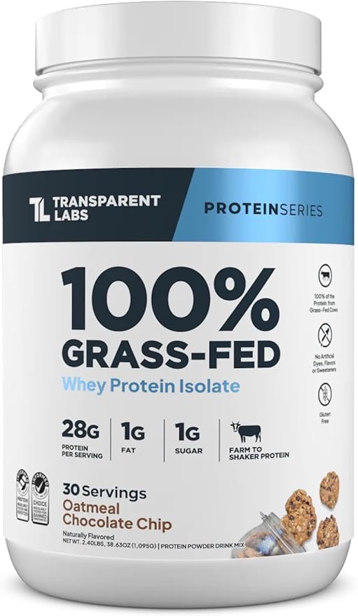 Transparent Labs Grass-Fed Whey Protein Isolate – Naturally Flavored, Gluten-Free, 28g Protein per Serving, 9 Essential Amino Acids, Milk Chocolate, 30 Servings