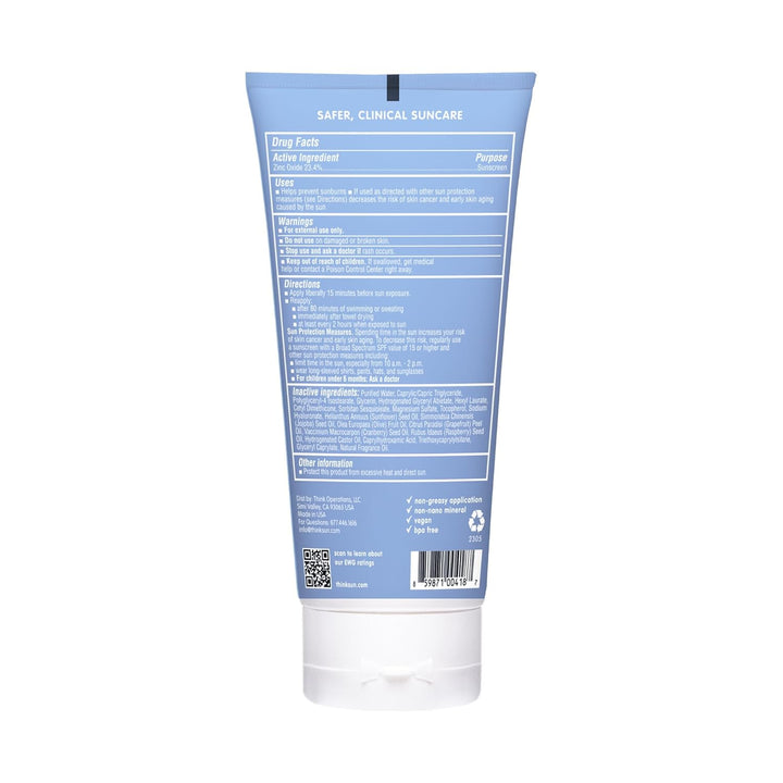 Thinksport SPF 50+ Mineral Sunscreen, 177ml – Non-Nano Zinc Oxide, Water-Resistant Sports Sunscreen
