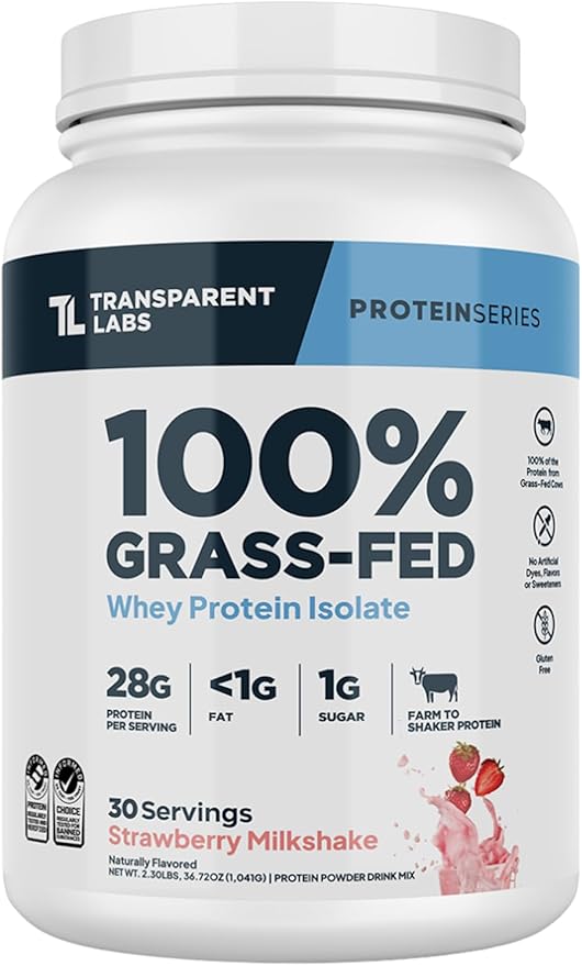 Transparent Labs Grass-Fed Whey Protein Isolate – Naturally Flavored, Gluten-Free, 28g Protein per Serving, 9 Essential Amino Acids, Milk Chocolate, 30 Servings