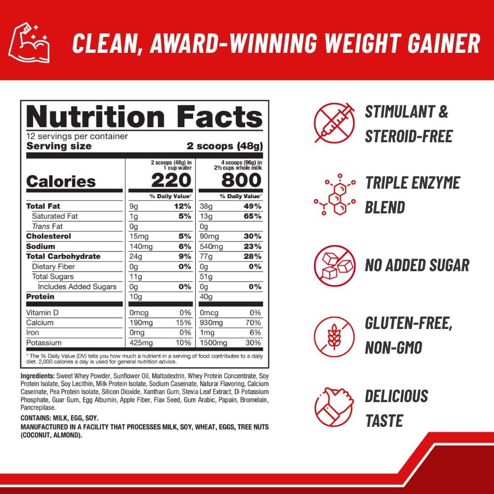 Naturade Weight Gain Nutrition Drink Mix – High Calorie Protein with Vitamins & Minerals – 20.3 oz