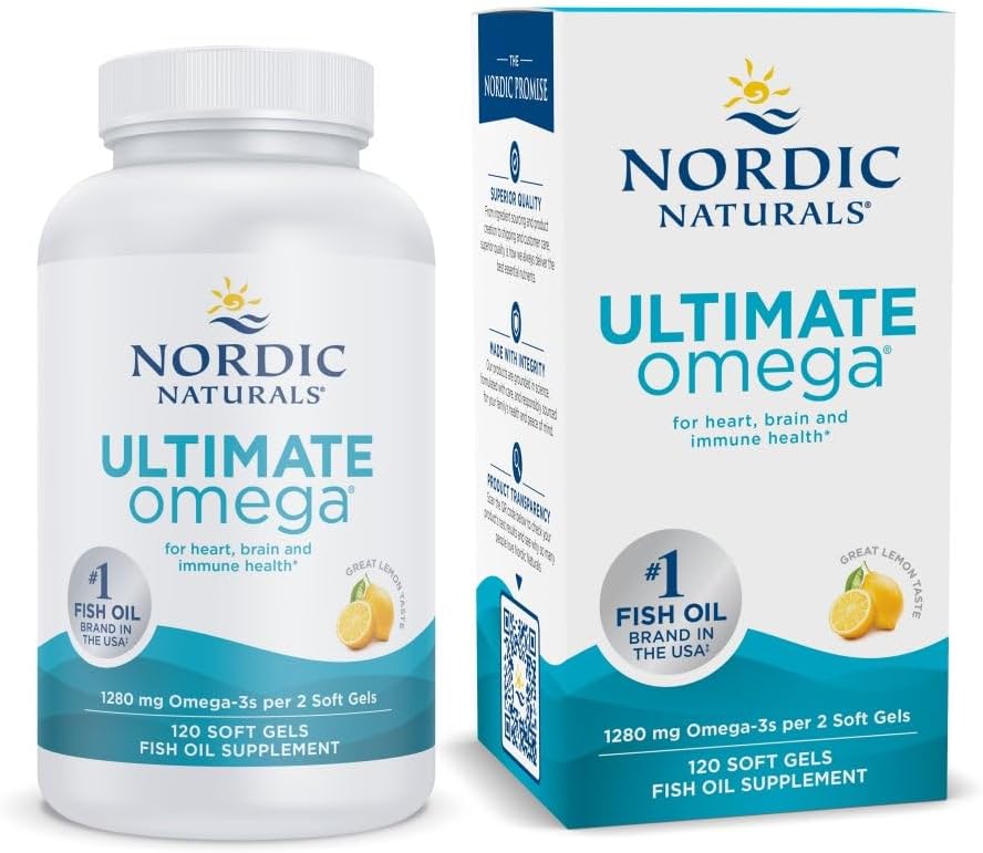 Nordic Naturals Ultimate Omega Lemon Softgels - 1280mg Omega-3 EPA & DHA – Non-GMO