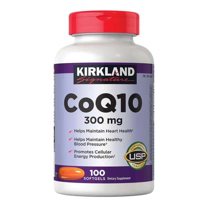 Kirkland Signature CoQ10 300 mg Softgels, Supports Heart Health & Energy Production, USP Verified – 100 Softgels