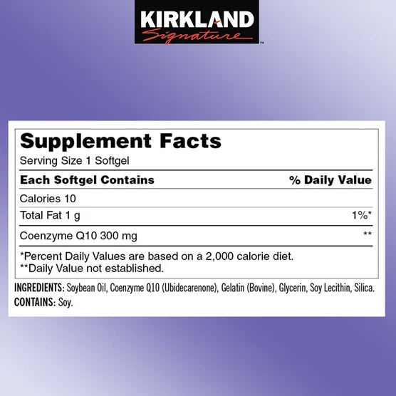 Kirkland Signature CoQ10 300 mg Softgels, Supports Heart Health & Energy Production, USP Verified – 100 Softgels