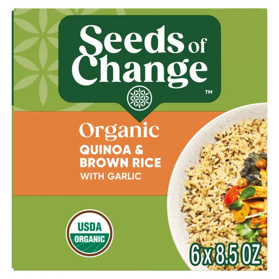 Seeds of Change, Organic Quinoa and Brown Rice with Garlic, 8.5 oz Pouch, 6-Count
