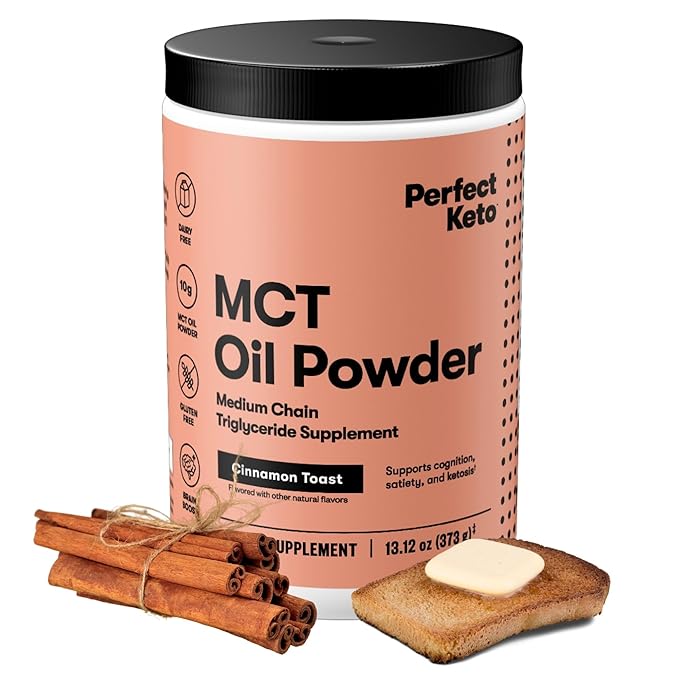 Perfect Keto MCT Oil Powder Dairy-Free Keto Coffee Creamer Gluten-Free Powder for Smoothies, Shakes & Low-Carb Recipes – 30 Servings