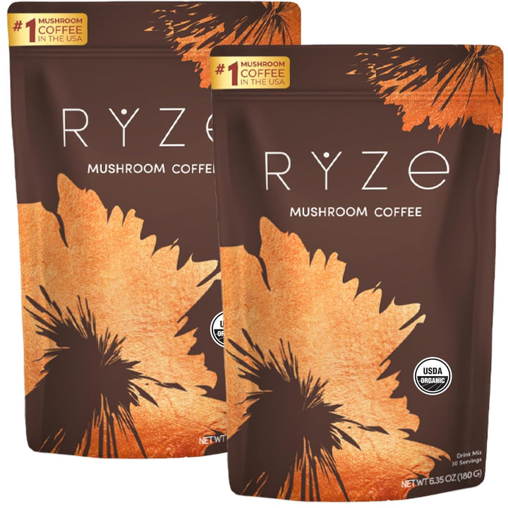 RYZE Mushroom Coffee | Organic Blend with 6 Mushrooms & MCT Oil |  Superfood Coffee