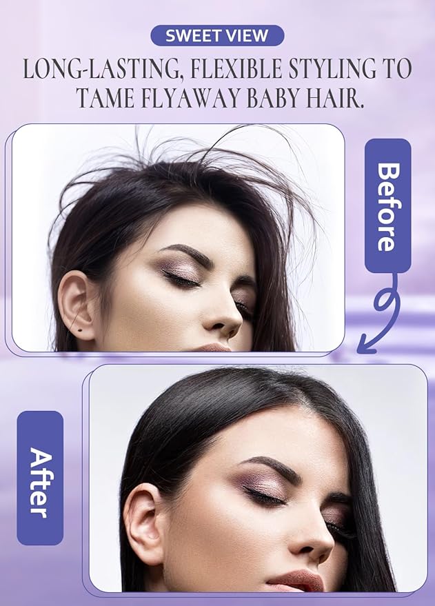 Hair Wax Stick & Slick Back Hair Brush for Tame Flyaways, Frizz, Sleek Ponytail, Buns | Pomade/Balm/Gel Stick for Woman, Styling Accessories for Girls, Kids