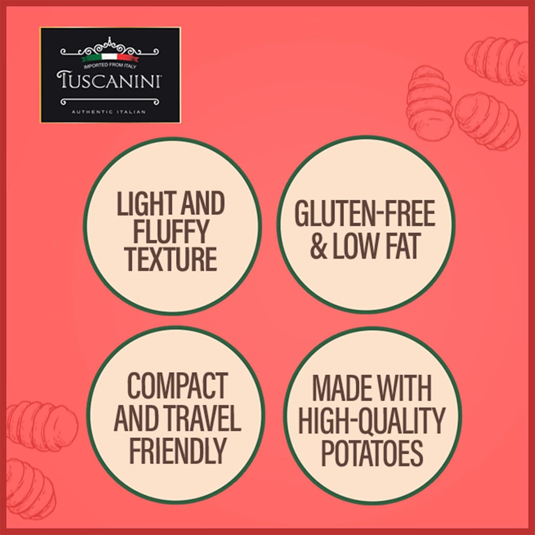 Tuscanini Gluten Free Potato Gnocchi  – Authentic Italian Pasta, Low Fat, Ready in Minutes