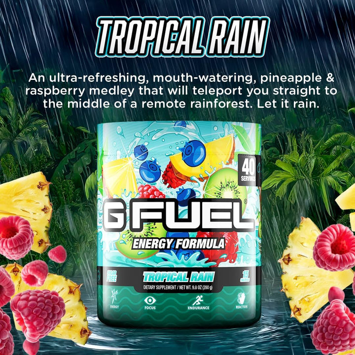 Gamma Labs G Fuel Tropical Rain Energy Drink Powder Sugar Free, 40 Servings