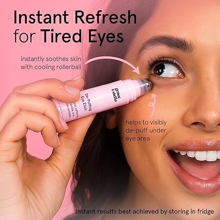 grace & stella Under Eye Brightening Roller with Retinol & Caffeine – Puffiness, Dark Circles & Fine Lines Treatment (15ml)