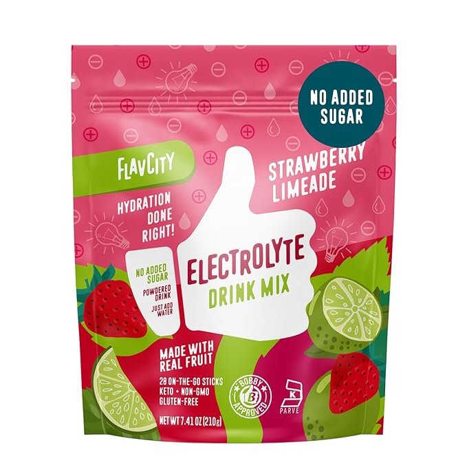 FlavCity Hydration Drink Mix | Real Fruit Electrolytes | No Added Sugar | 28 Pack