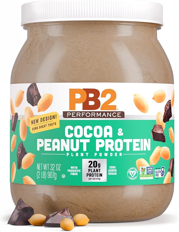 PB2 Performance Vegan Protein Powder with Cocoa, Peanut-Based, 20g Protein, No Added Sugar, 2 lb
