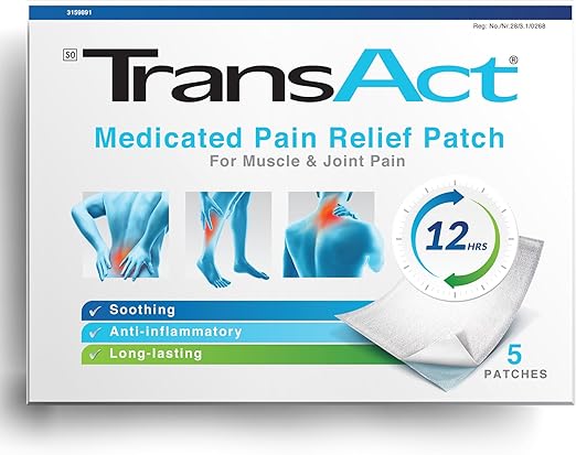 Transact Medicated Pain Relief Patches (5s) – Long-Lasting Anti-Inflammatory Muscle Care
