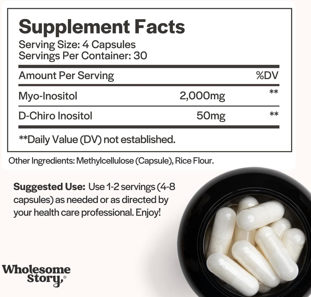 Wholesome Story Myo-Inositol & D-Chiro Inositol Supplement for Women, 120 Capsules