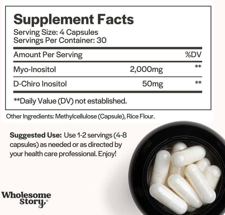 Wholesome Story Myo-Inositol & D-Chiro Inositol Supplement for Women, 120 Capsules