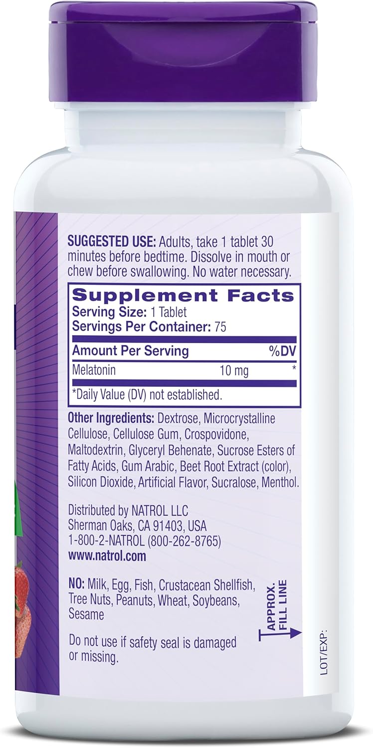 Natrol Melatonin 10mg Fast Dissolve Tablets – Strawberry Flavor – Vegetarian