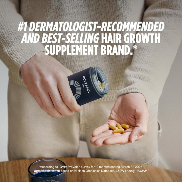 Nutrafol Men’s Hair Wellness Supplement – Supports Hair Strength & Scalp Health – 1 Month Supply (Refill Pouch)