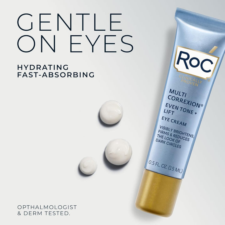 RoC Multi Correxion 5-in-1 Anti-Aging Eye Cream – For Puffiness, Under-Eye Bags & Dark Circles  (0.5 oz) + Night Cream Packette