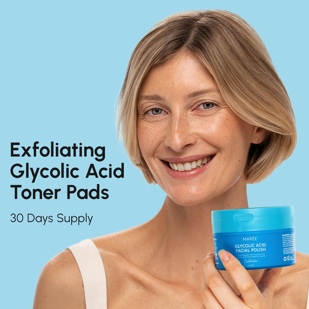 MAREE Glycolic Acid Toner Pads with Salicylic Acid – Exfoliating & Brightening Face Pads