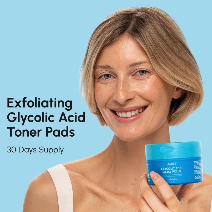 MAREE Glycolic Acid Toner Pads with Salicylic Acid – Exfoliating & Brightening Face Pads