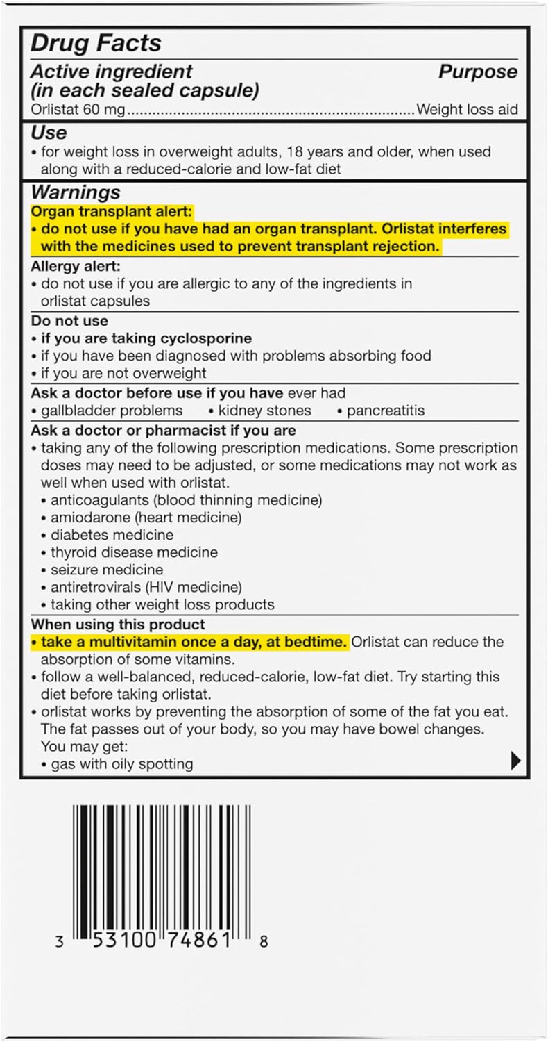 alli Orlistat 60mg Capsules Starter Pack – Weight Management Support, 60 Count