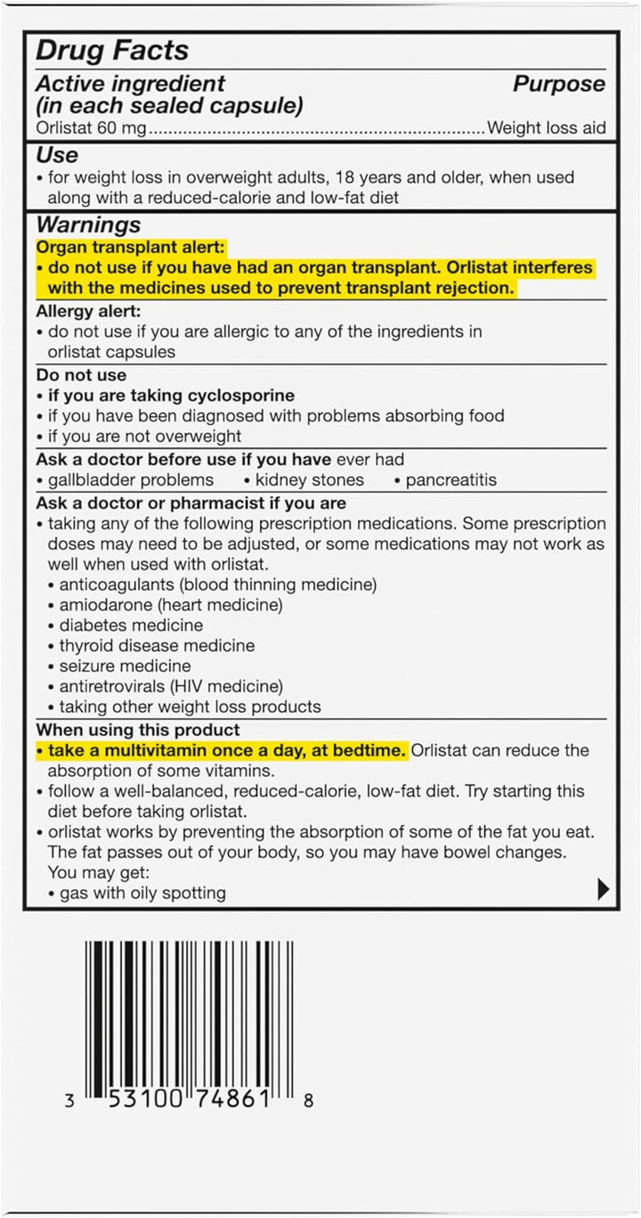 alli Orlistat 60mg Capsules Starter Pack – Weight Management Support, 60 Count