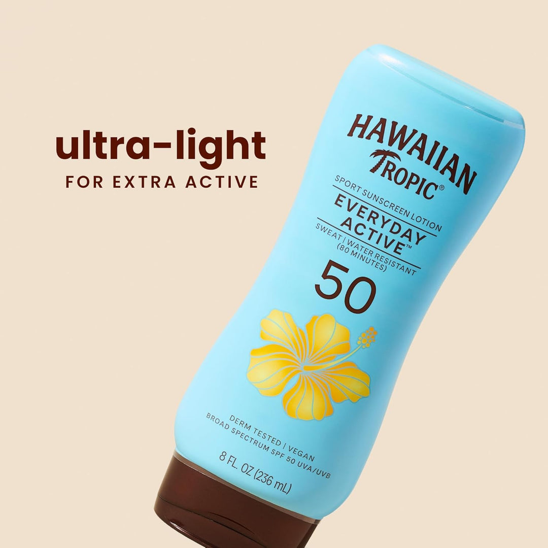Hawaiian Tropic Everyday Active Sunscreen Lotion SPF 50, 236ml – Ultra-Light & Sweat-Resistant
