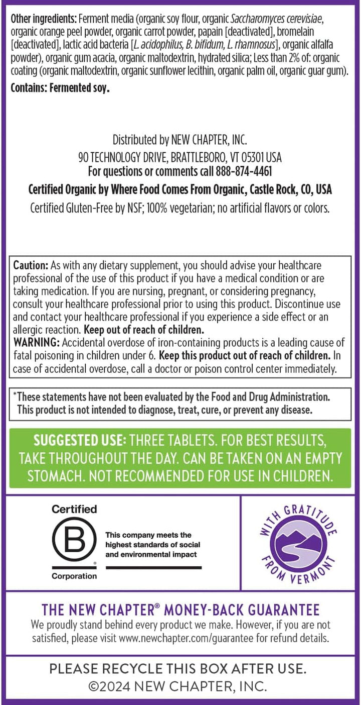 New Chapter Advanced Perfect Prenatal Vitamins – Methylfolate, Iron, Vitamin D3 & Ginger – Organic, Non-GMO, 270 Tablets