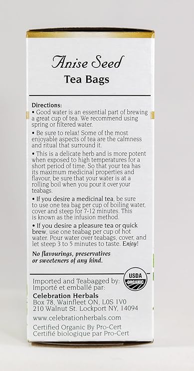 Celebration Herbals Organic Anise Seed Tea, 24 Herbal Tea Bags – Caffeine Free