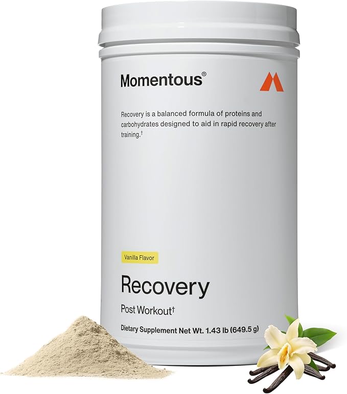 Momentous Recovery Grass-Fed Whey Protein Powder –, 15 Servings, 20g Protein – NSF Certified, Gluten-Free