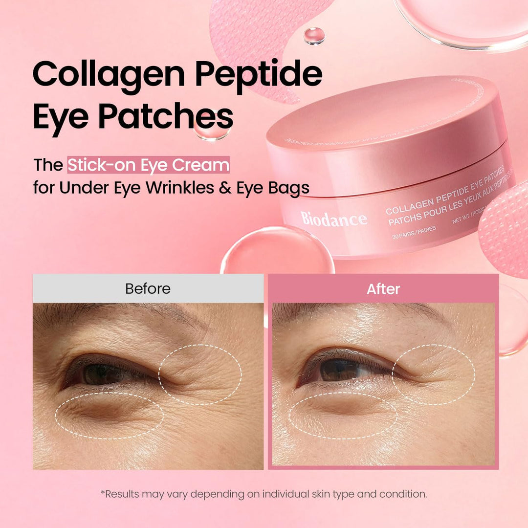BIODANCE Hydrogel Eye Patches with Collagen, Peptides, and Caffeine, 60 Count