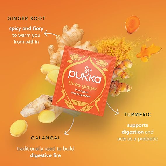 Pukka Herbs Three Ginger Organic Herbal Tea, 20 Tea Bags