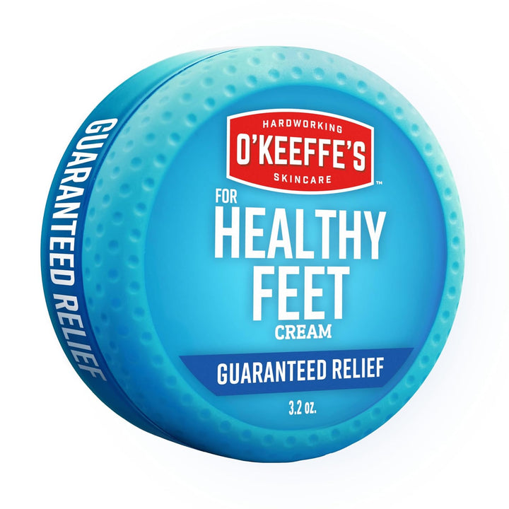O'Keeffe's Healthy Feet Cream container on a white background